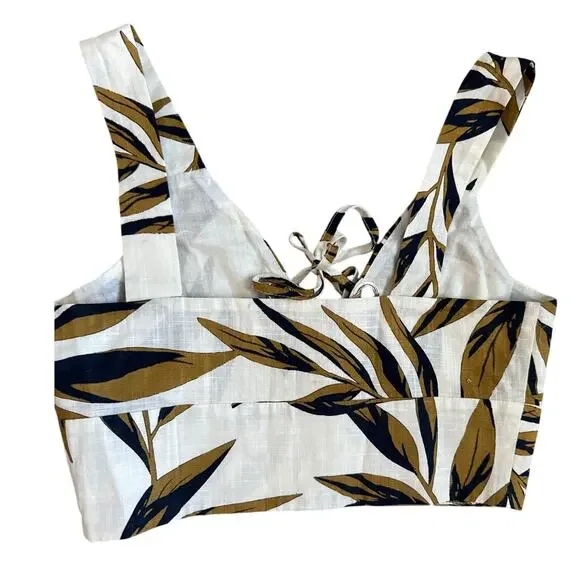 J.O.A Tropical Palm Print Cotton Crop Top & High-Waisted Ankle Pant Set Size XS‎ - Picture 9 of 10